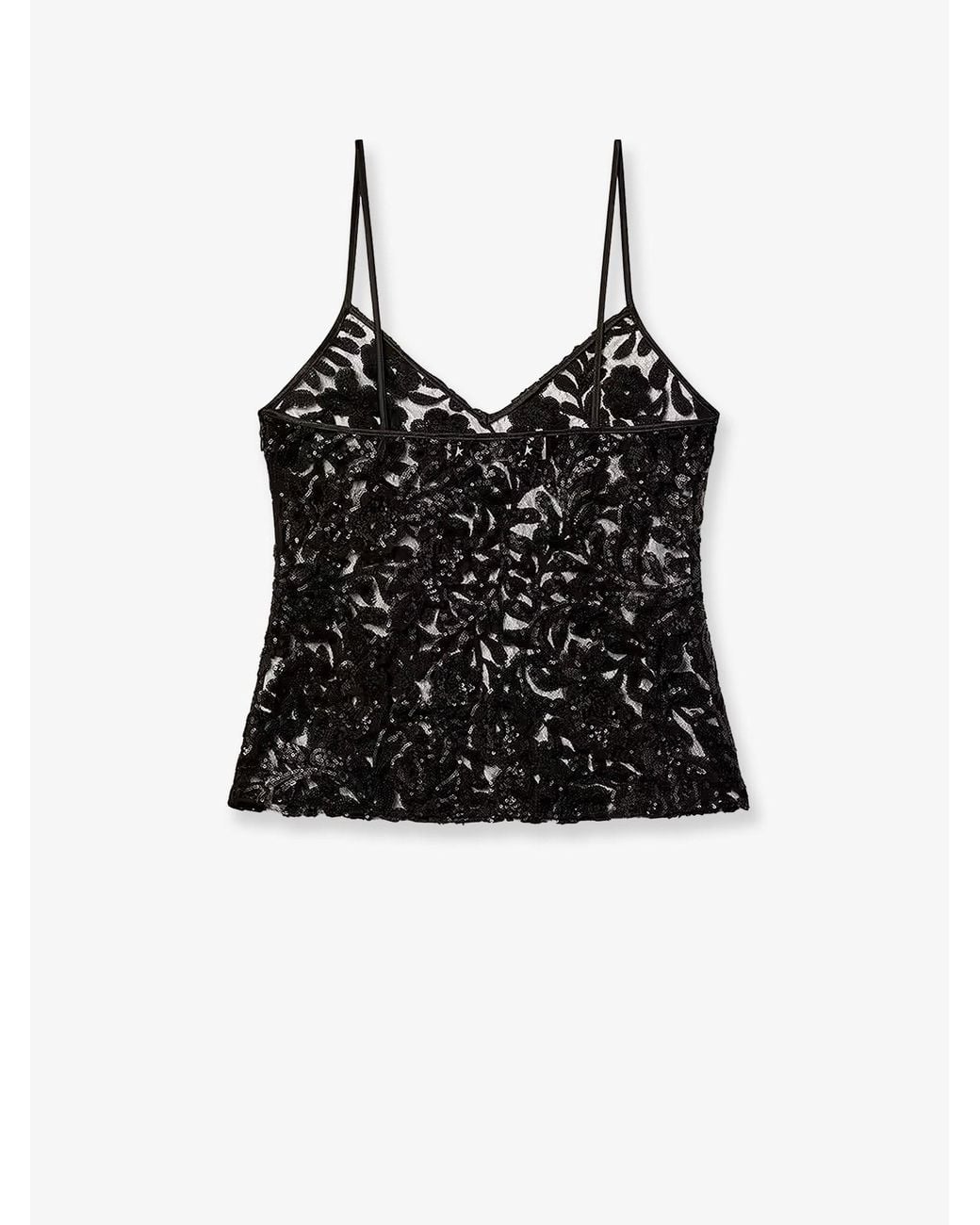 Golden Goose Deluxe Brand Black Tulle Top With Sequins Embroidery
