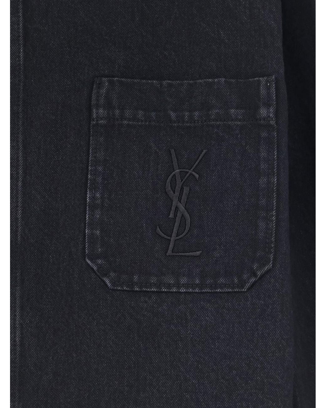 Saint Laurent Blue Cassandre Denim Overshirt for men