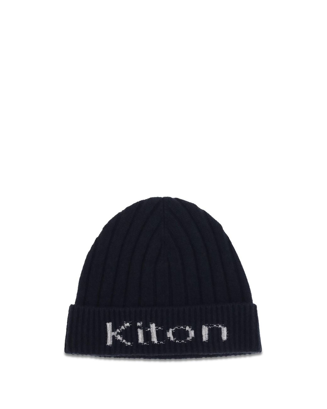 Kiton Blue Wool Beanie Hat for men