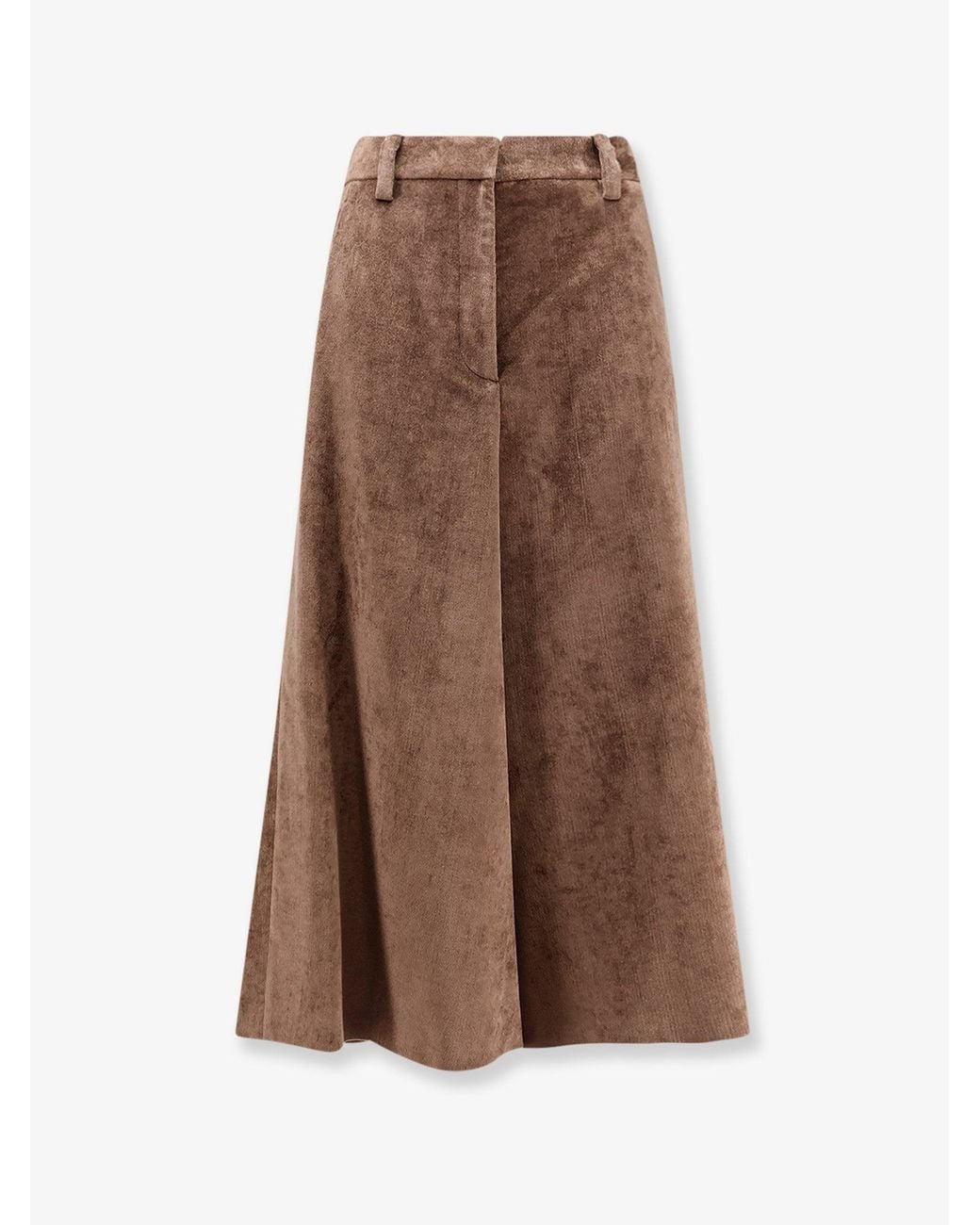 Brunello Cucinelli Brown Velvet Skirt With Monili Detail