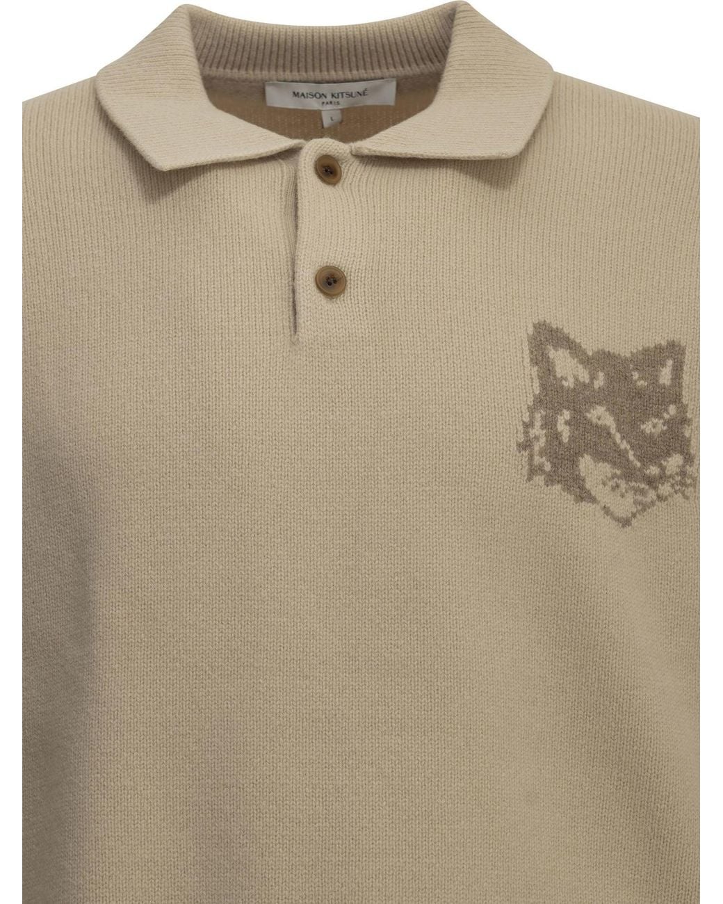 Maison Kitsuné Natural Fox Head Polo Sweater for men