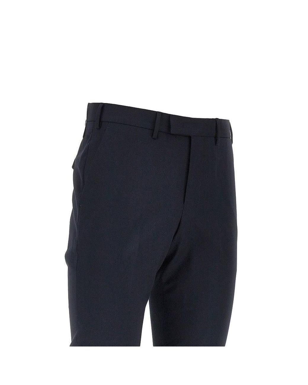 PT Torino Blue Stretch Wool Master Fit Pants for men