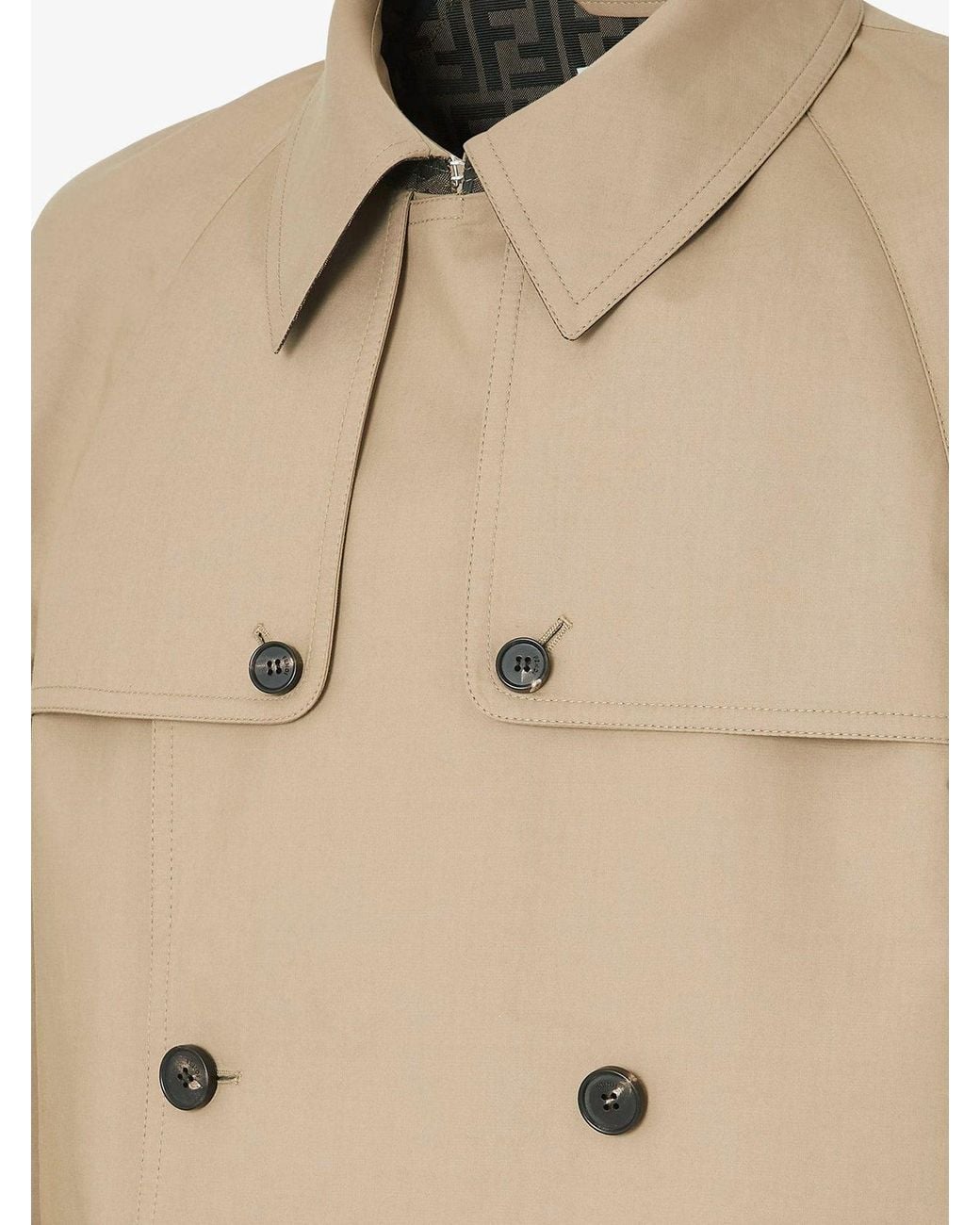 Fendi Natural Double-Breasted Mackintosh Fabric Trench for men