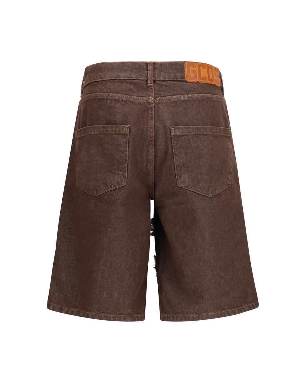 Gcds Brown Denim Shorts Lounge Logo Dark