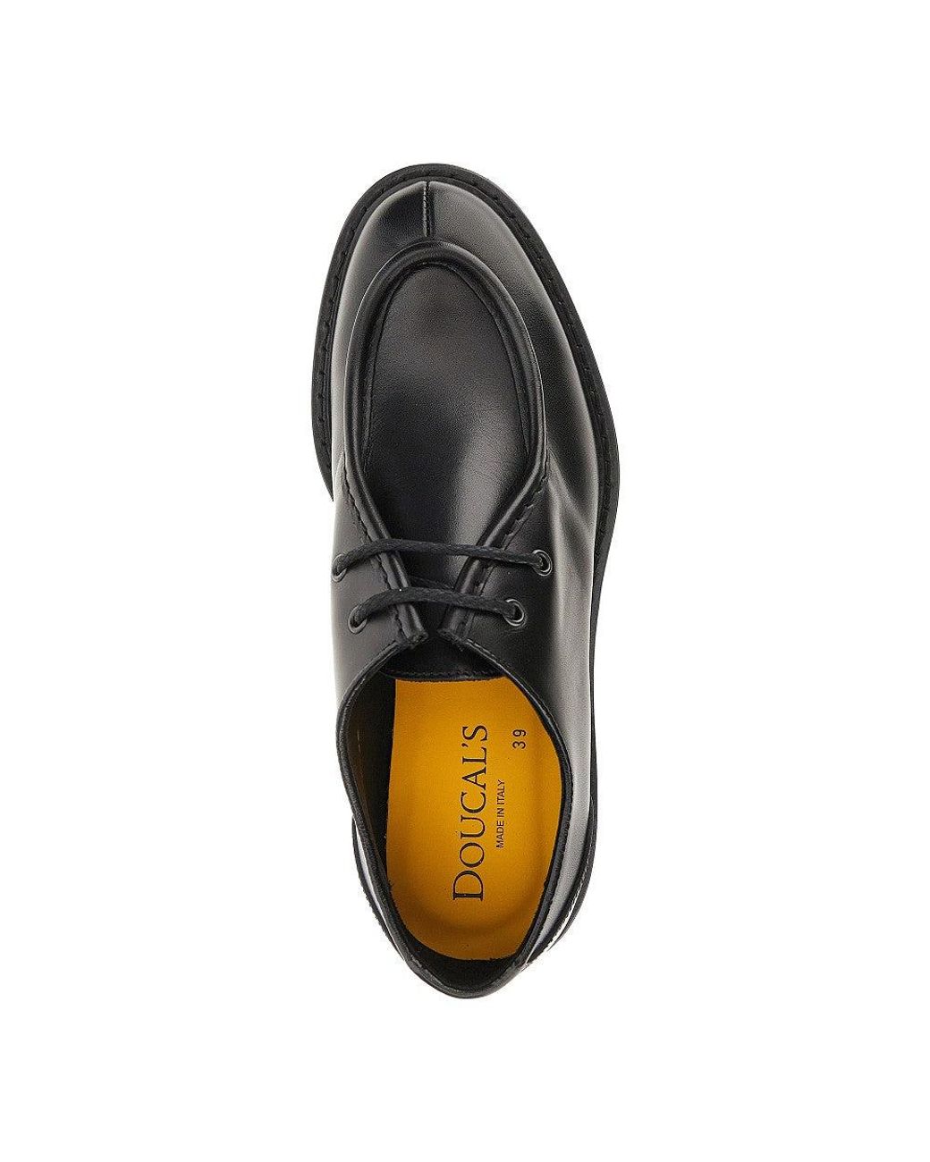 Doucal's Black Leather Laced Derby Shoes for men