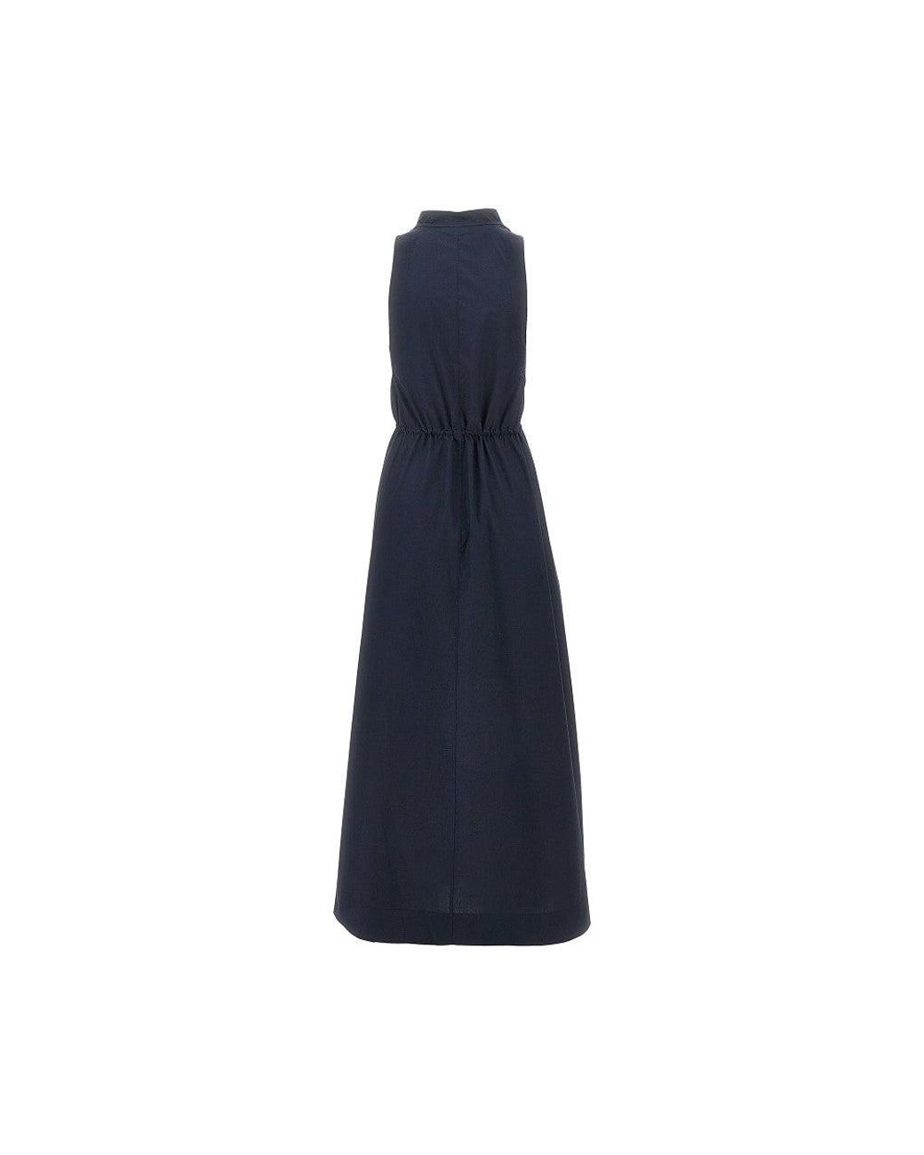 Emporio Armani Blue Cotton Poplin Long Dress
