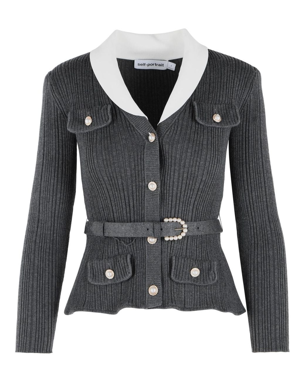 Self-Portrait Black Self Portrait Ribbed Cardigan