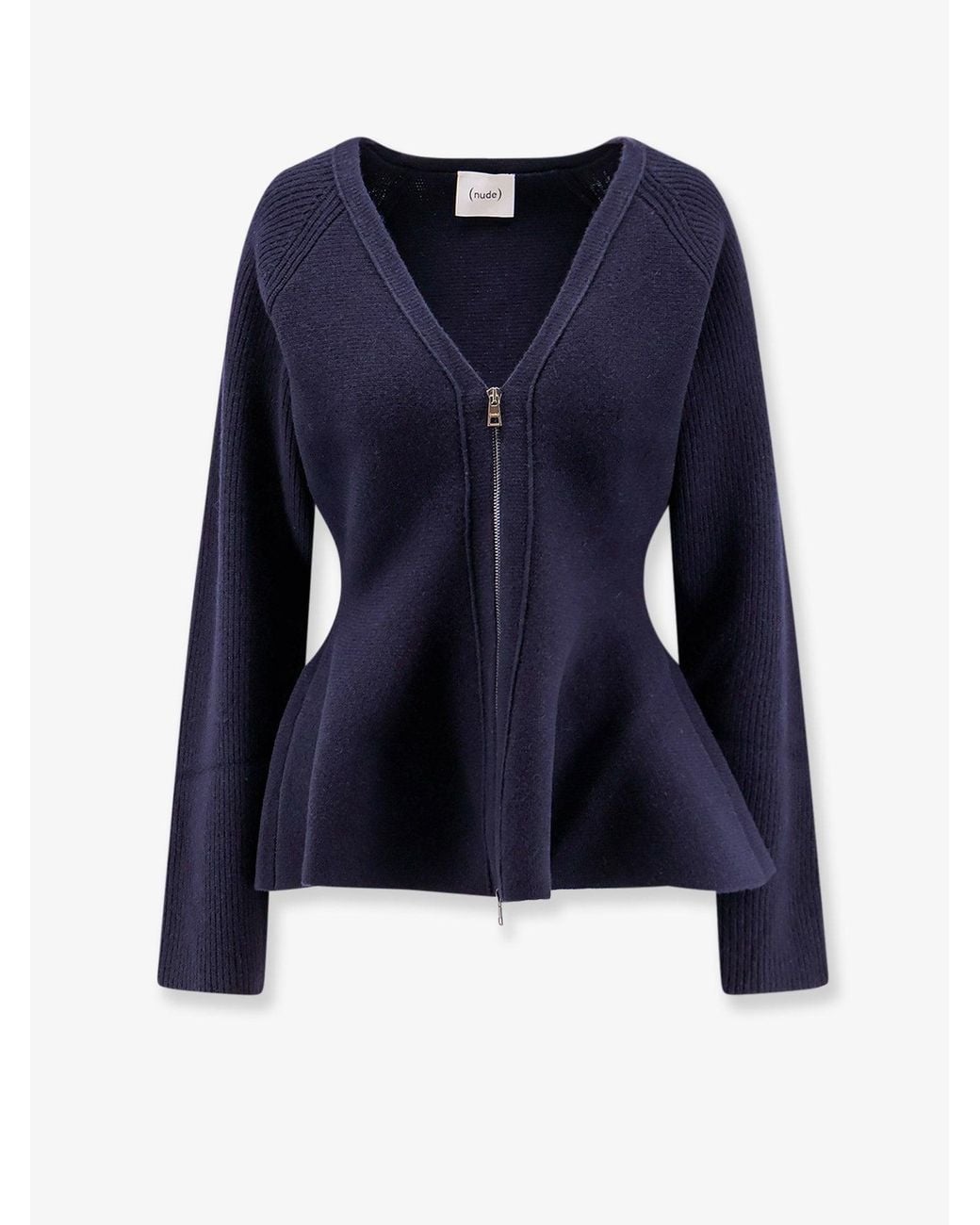 Nude Blue Wool Blend Cardigan