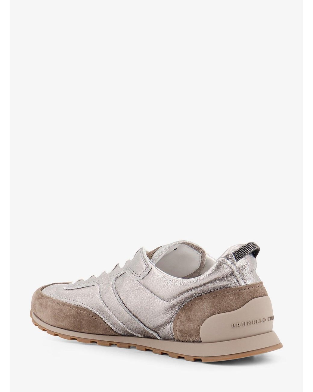 Brunello Cucinelli White Laminated Leather And Suede Sneakers