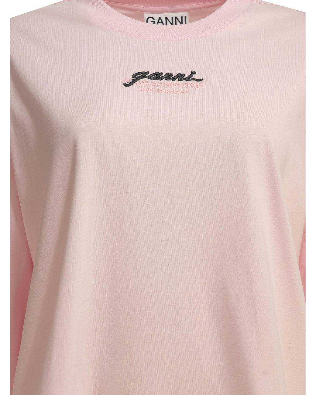 Ganni Pink Future Crew-Neck T-Shirt
