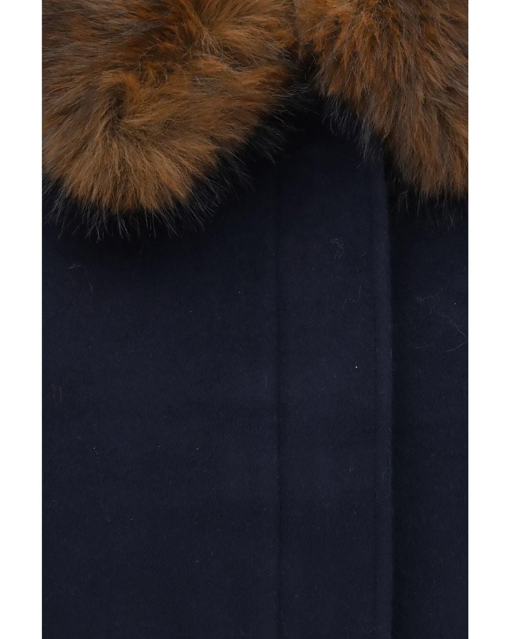 Self-Portrait Blue Wool-Blend Jacket Faux Fur Collar