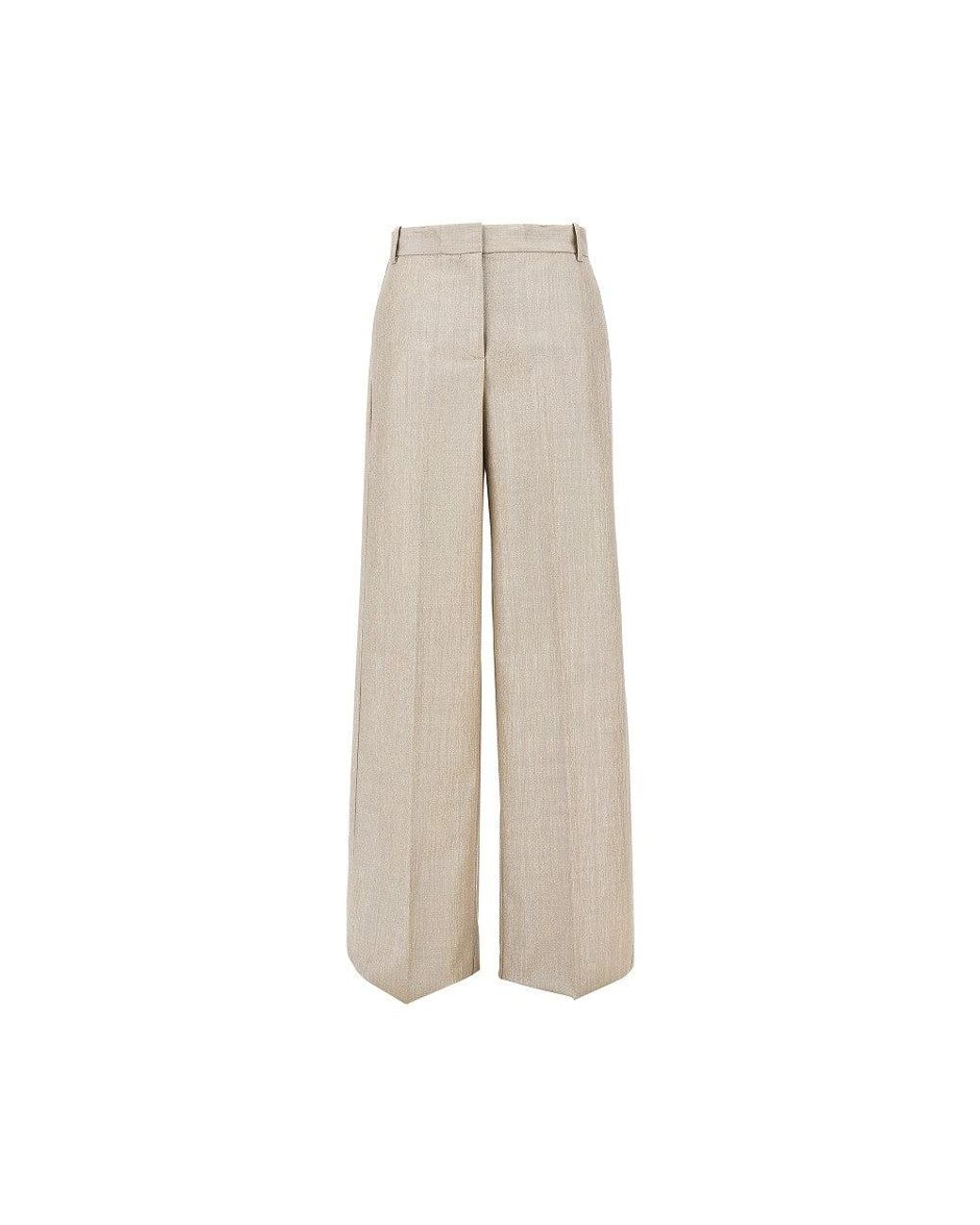 Pinko Natural Lurex Viscose And Wool-Blend Pants
