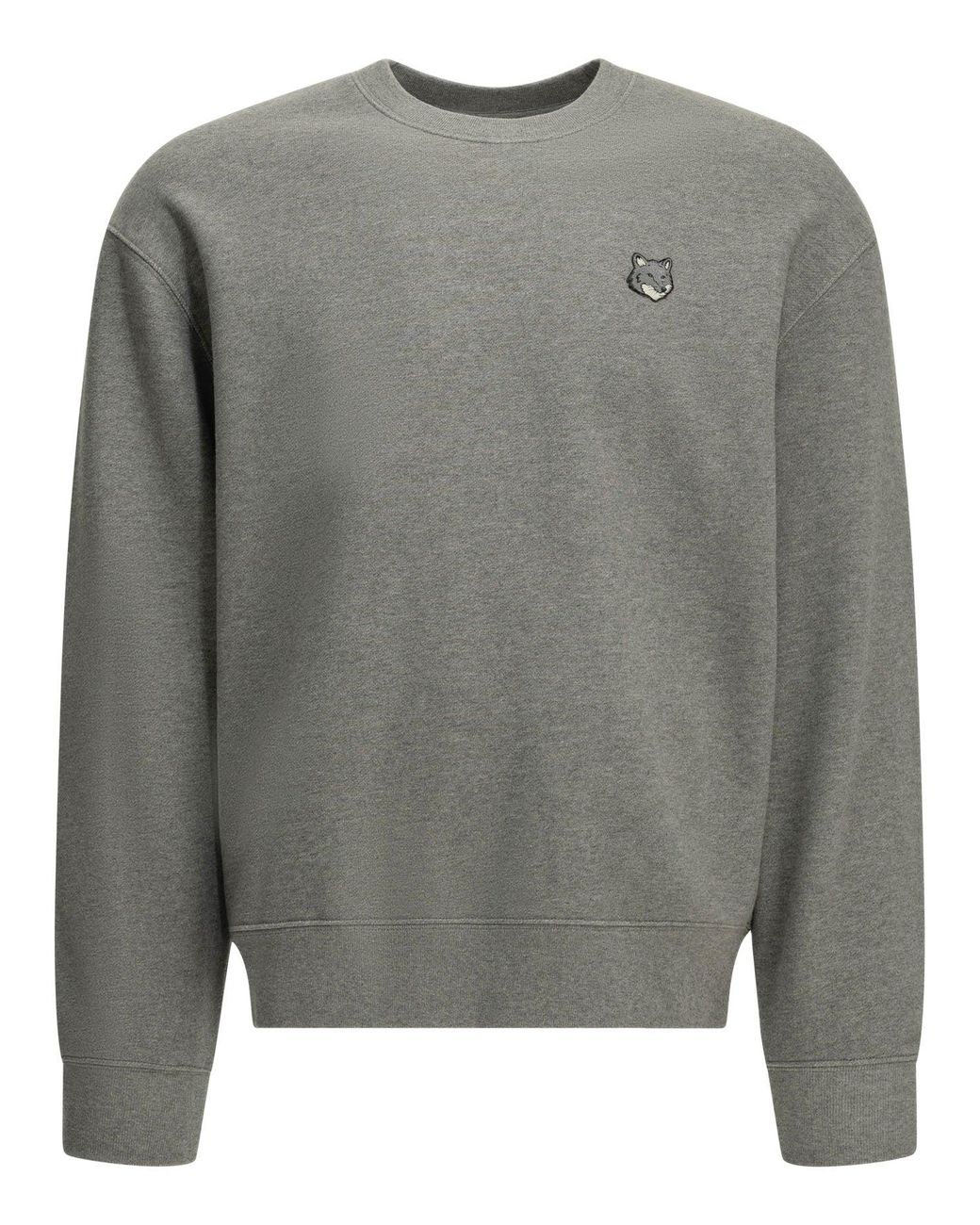 Maison Kitsuné Gray "Fox Head" Crew Neck Sweatshirt for men