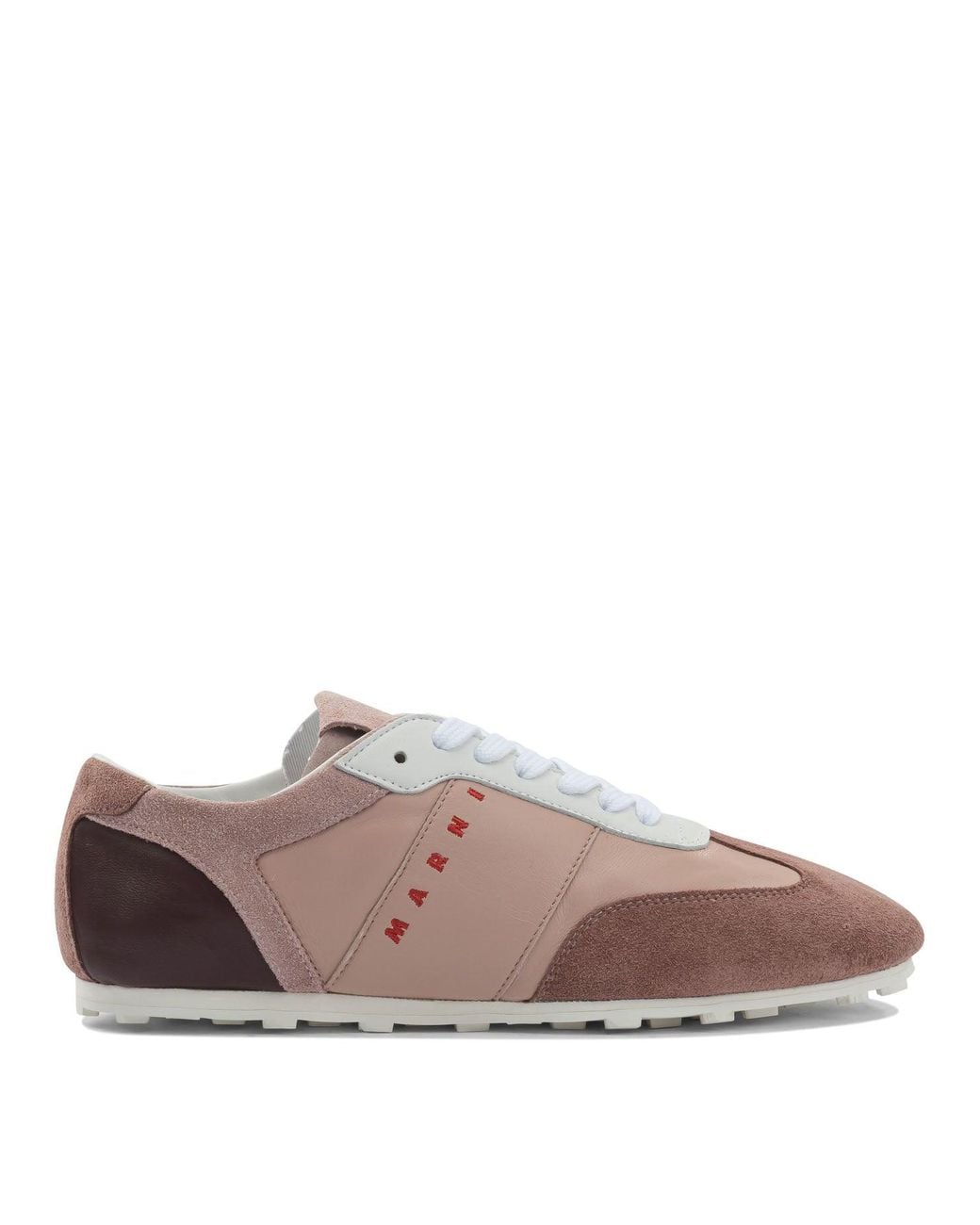 Marni Brown Leather Sneaker With Logo