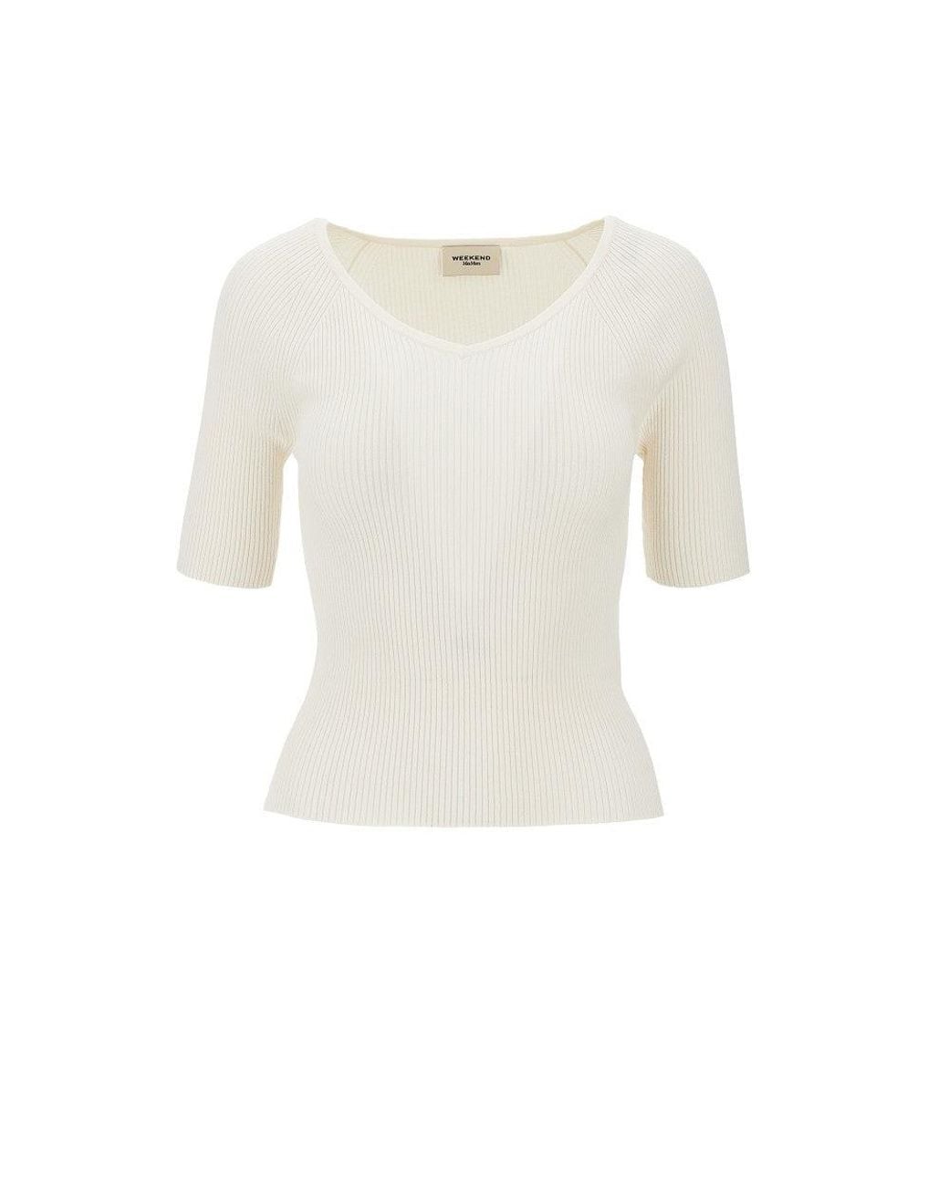 Weekend by Maxmara White Viscose-Blend Knitted Top