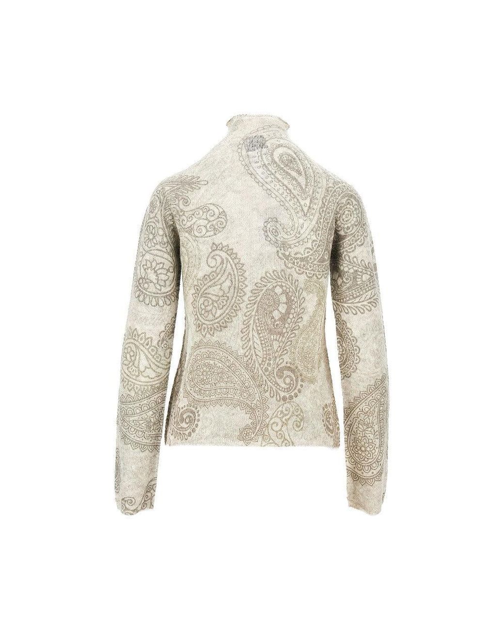 Emporio Armani Natural Knitted Sweater With Paisley Print