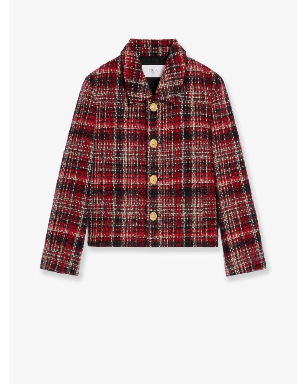 Céline Red Madras Wool, Cotton And Mohair Blazer