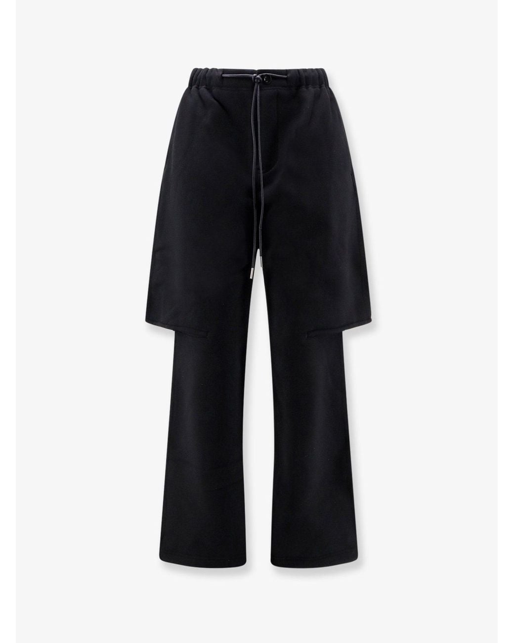 Sacai Black Cotton Trousers With A Layered Trompe L'Oeil Design