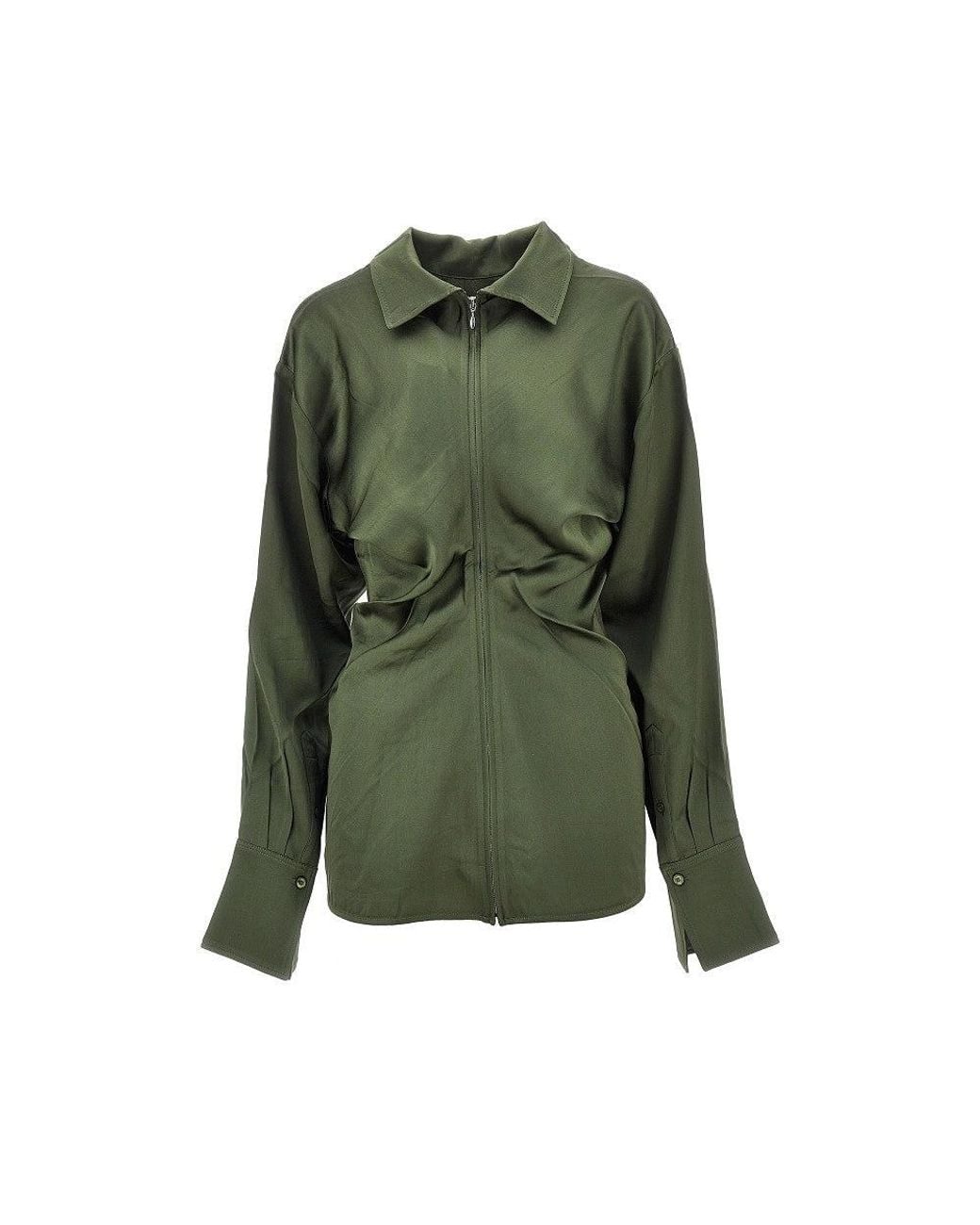 Totême Green Satin Slouch Blouse