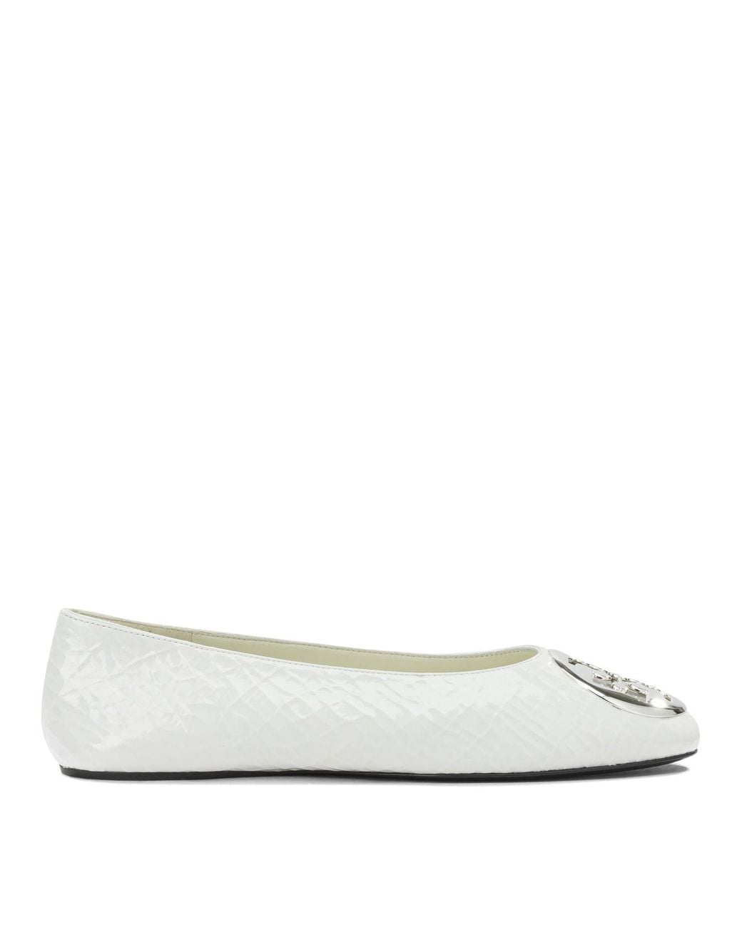 Tory Burch White Goat Bovine Leather Ballerinas