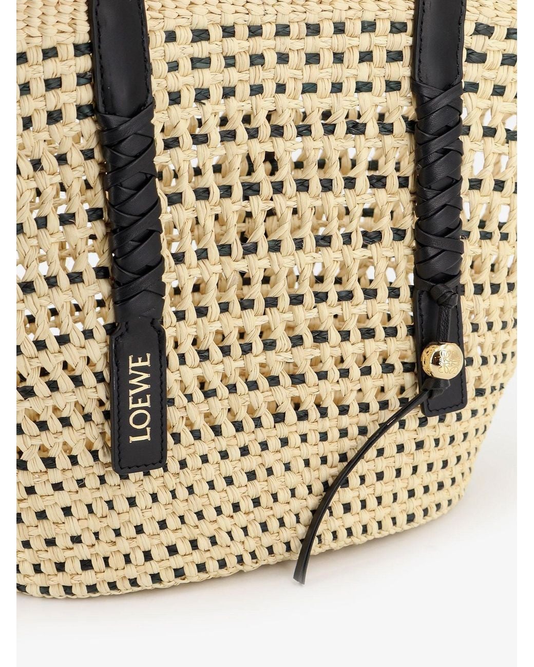 Loewe Metallic Paula's Ibiza Braid Raffia Leather Shoulder Bag