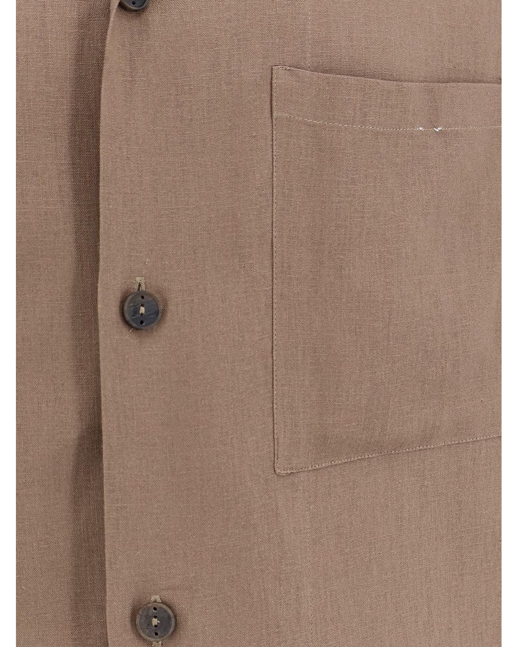 Hevò Brown Novoli Linen And Viscose Shirt for men