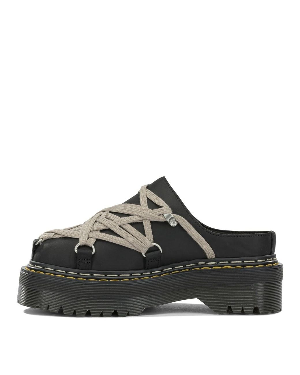 Rick Owens Black X Dr. Martens Quad Sole Megalace Mules