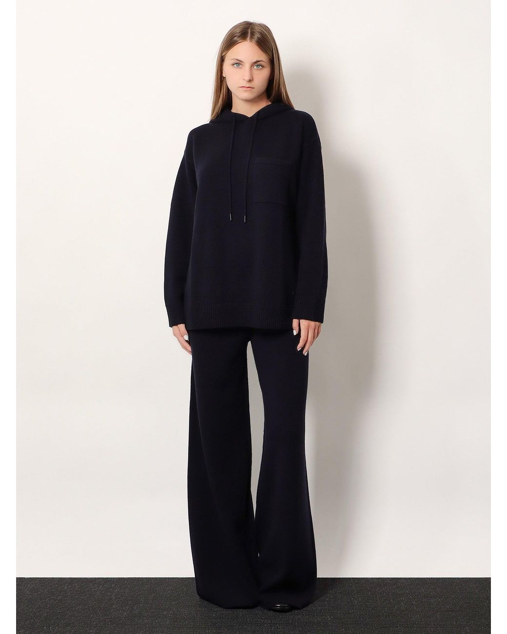 Max Mara Blue Liana Cashmere And Wool Hooded Sweater