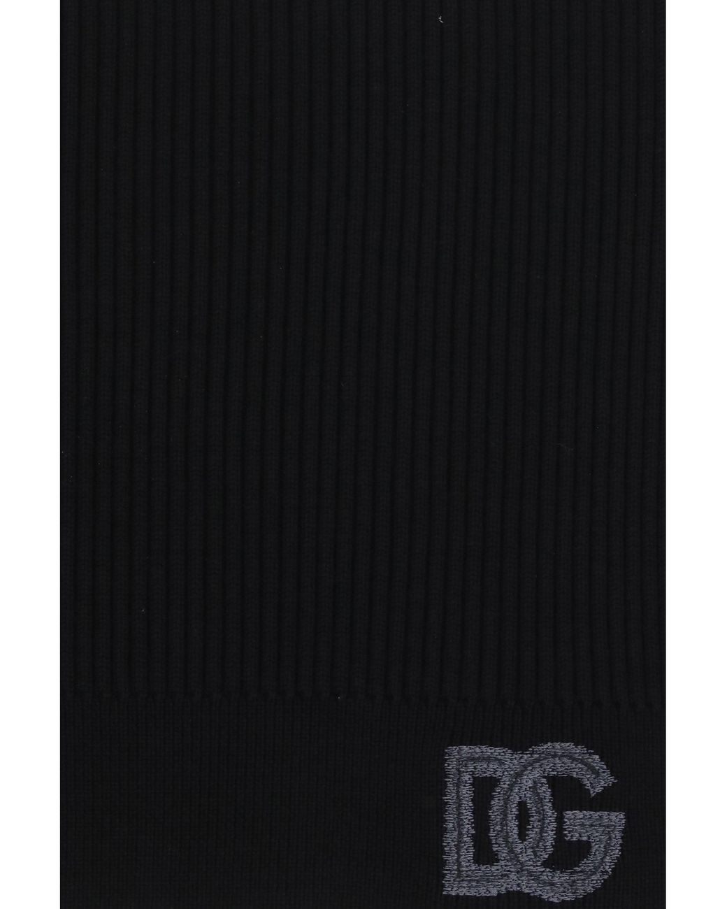 Dolce & Gabbana Black Dolce & Gabbana Ribbed Virgin Wool Scarf for men