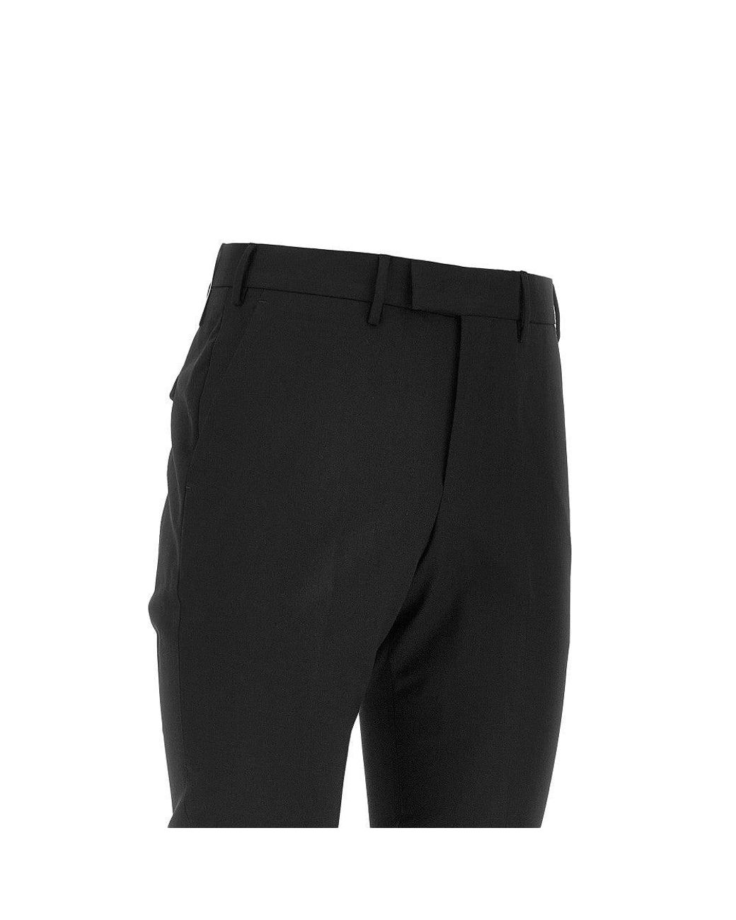 PT Torino Black Stretch Wool Master Fit Pants for men