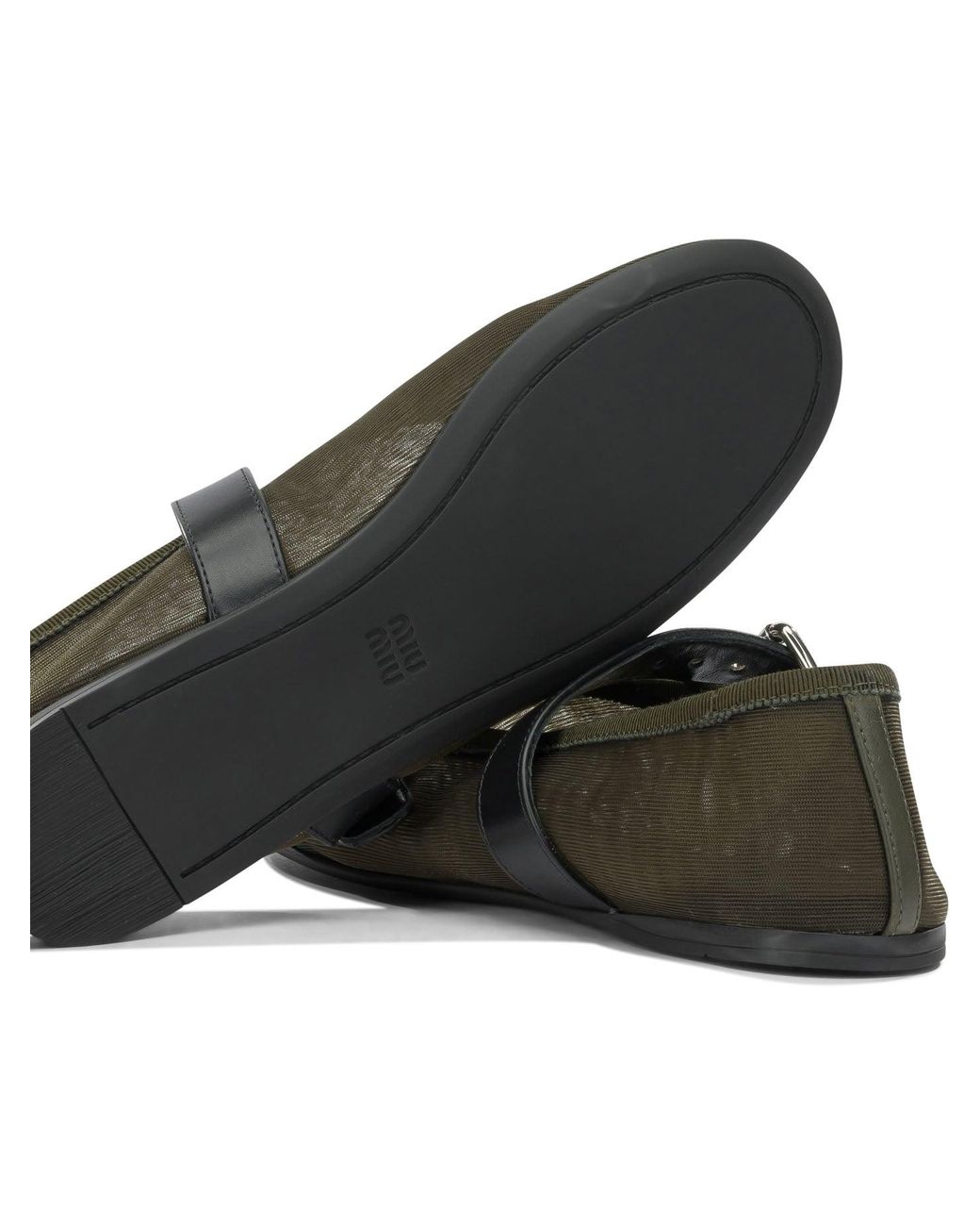 Miu Miu Green Mary Jane Mesh Ballet Flats