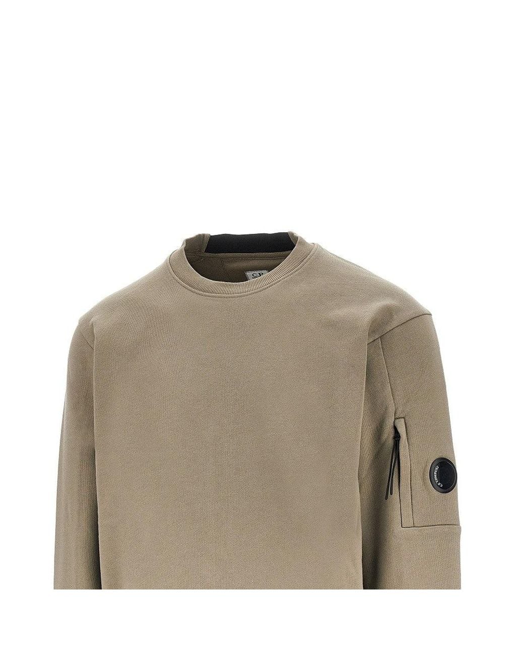 C P Company Green Crewneck Cotton Sweatshirt With Nfc Lens for men