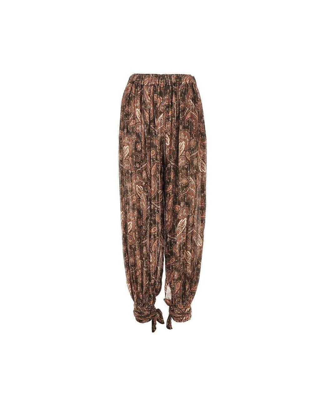 ANDAMANE Brown 'Noor' Paisley Georgette Pants
