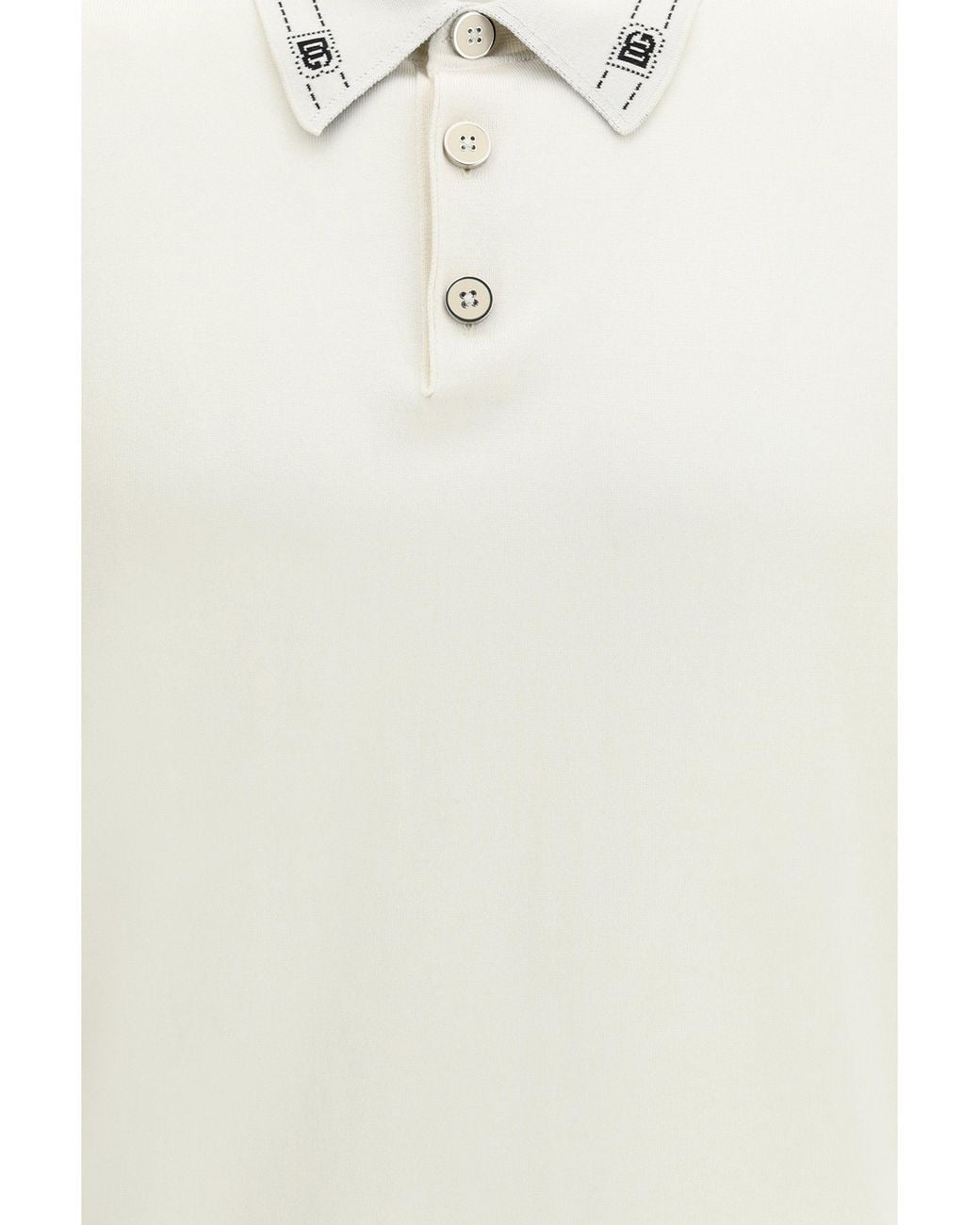 Dolce & Gabbana White Silk Polo With Collar And Short Sleeves for men