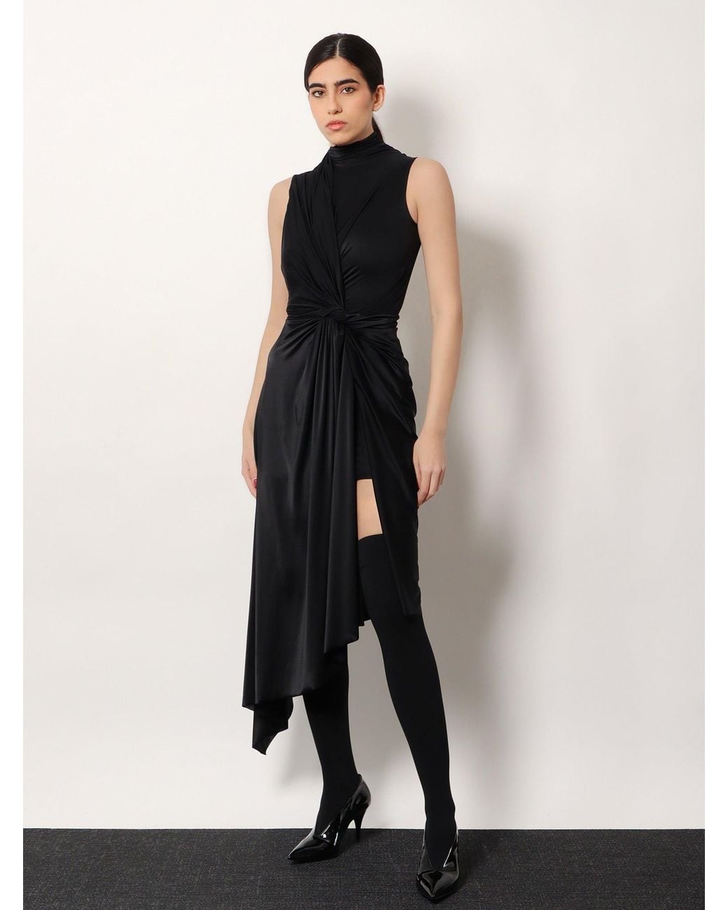 Balenciaga Black Stretch Fabric Long Asymmetrical Dress