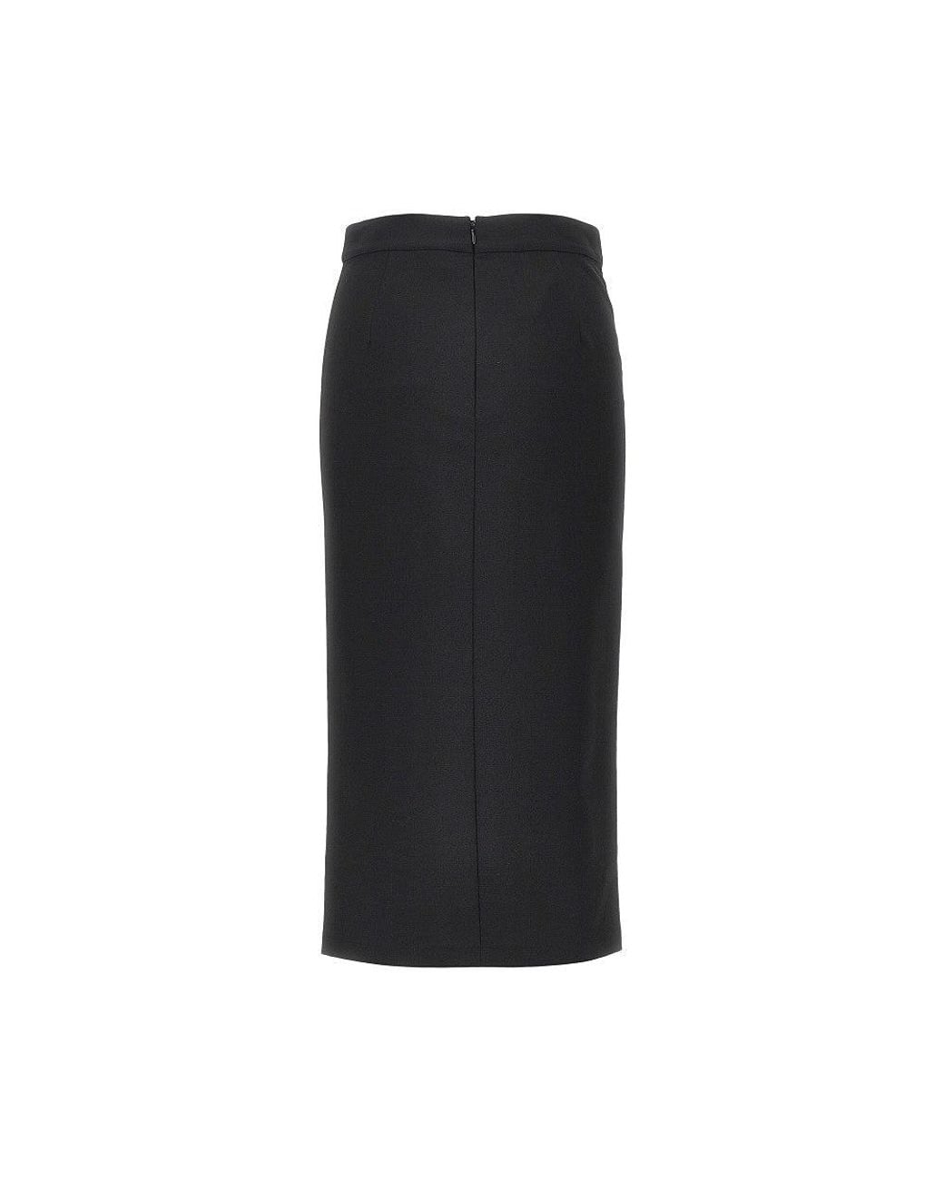 Emporio Armani Black Viscose-Blend Midi Skirt