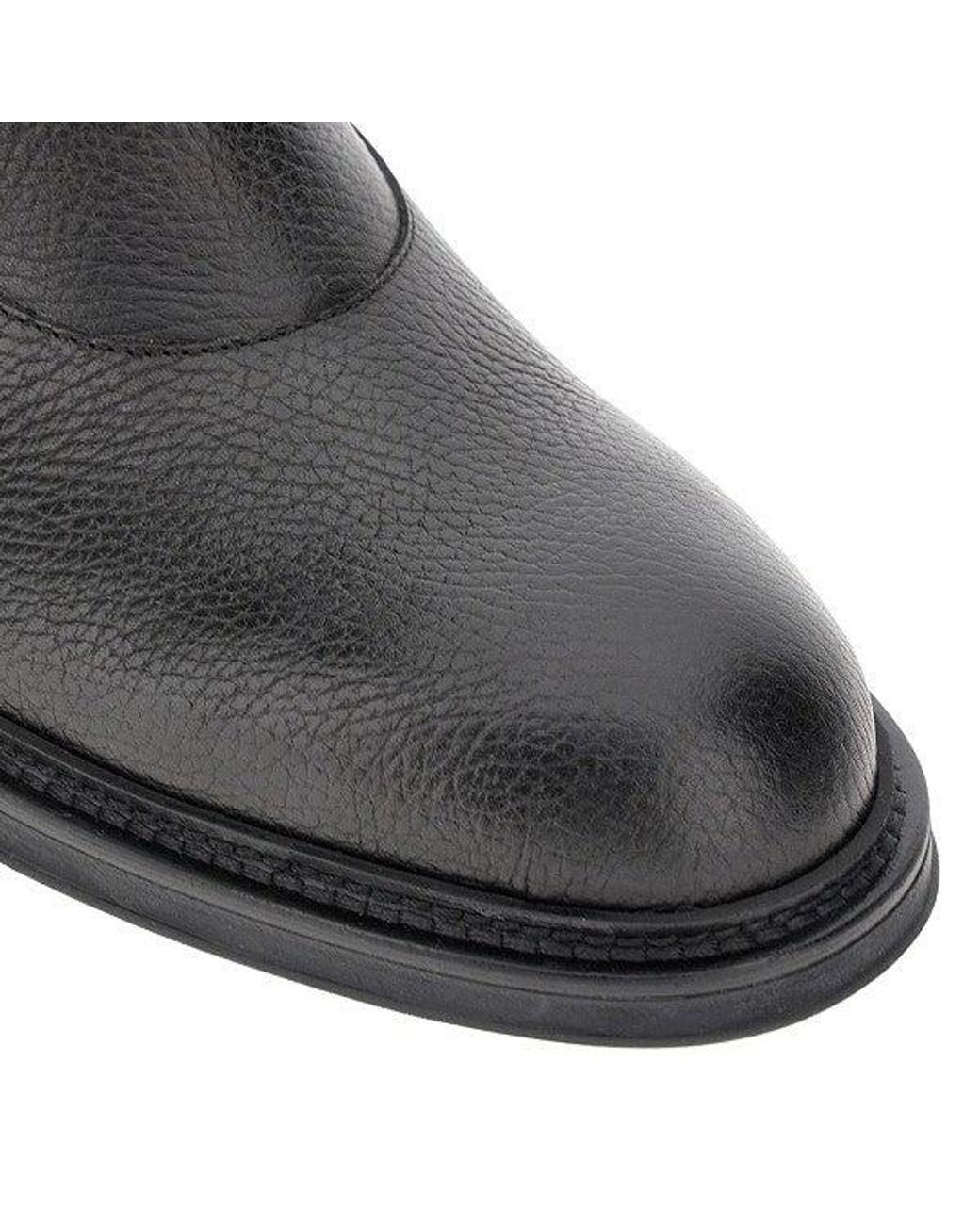 Emporio Armani Black Grained Leather Chelsea Boots for men