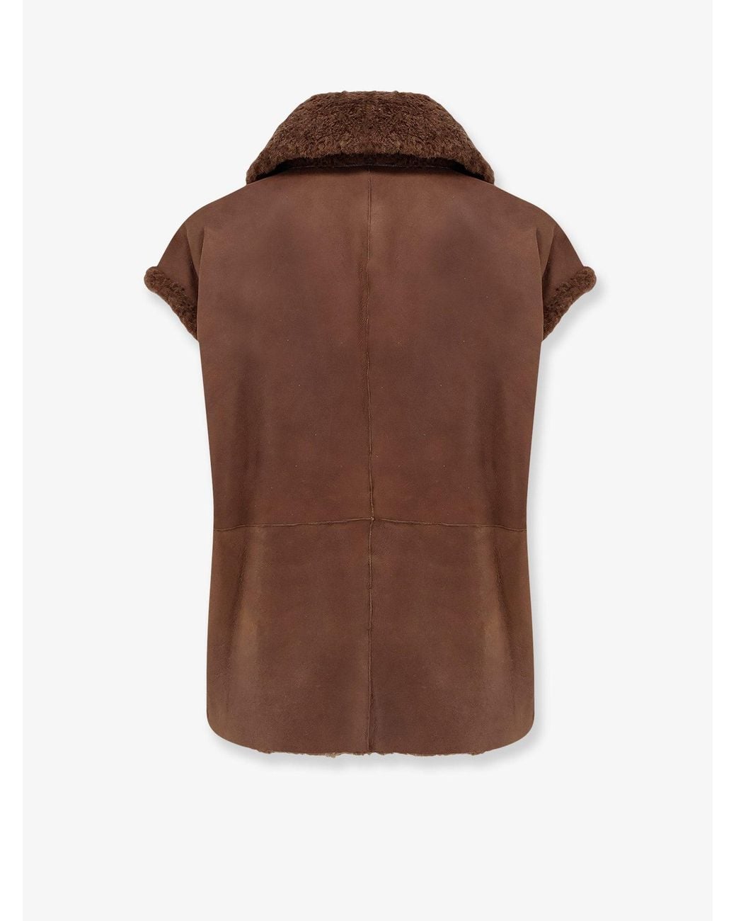 Brunello Cucinelli Brown Shearling Sleeveless Jacket