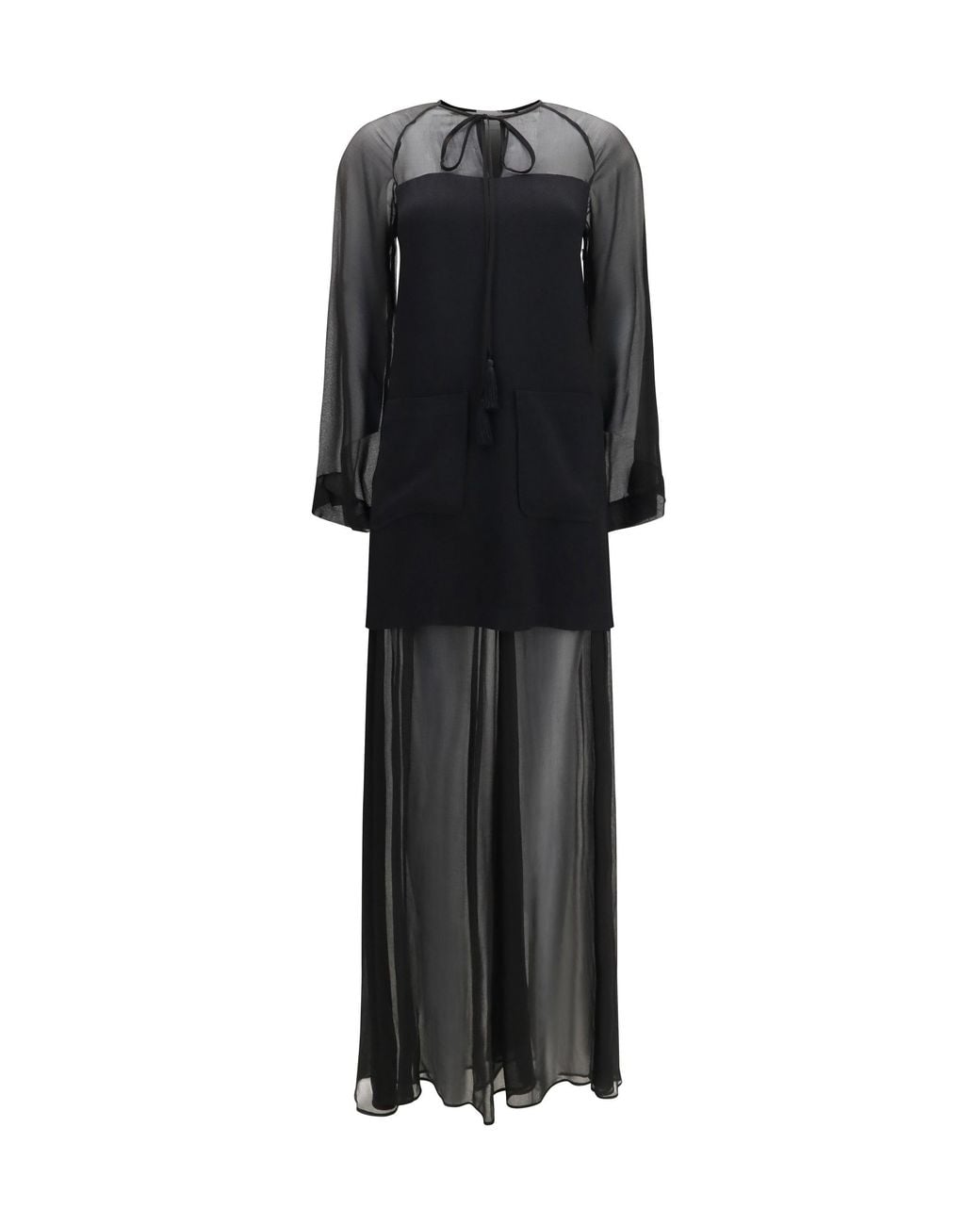 Forte_forte Black Georgette Crêpe Long Dress