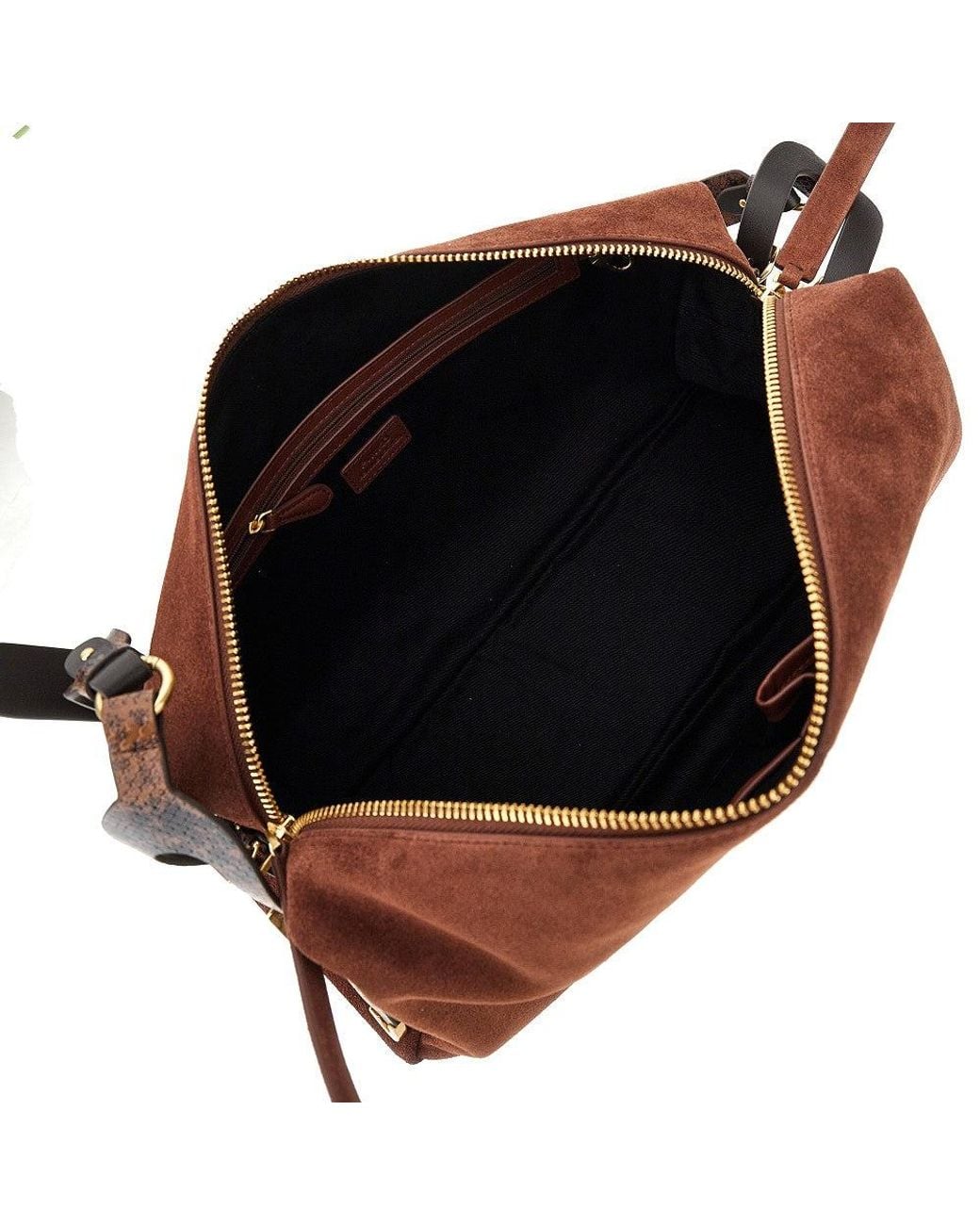 Pinko Brown Suede Leather Large 'Keeper' Shoulder Bag