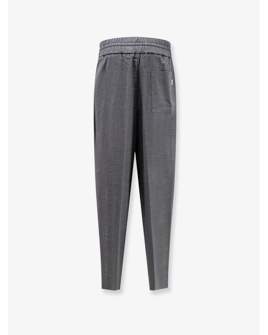 AMI Gray Virgin Wool Trousers With Elastic for men