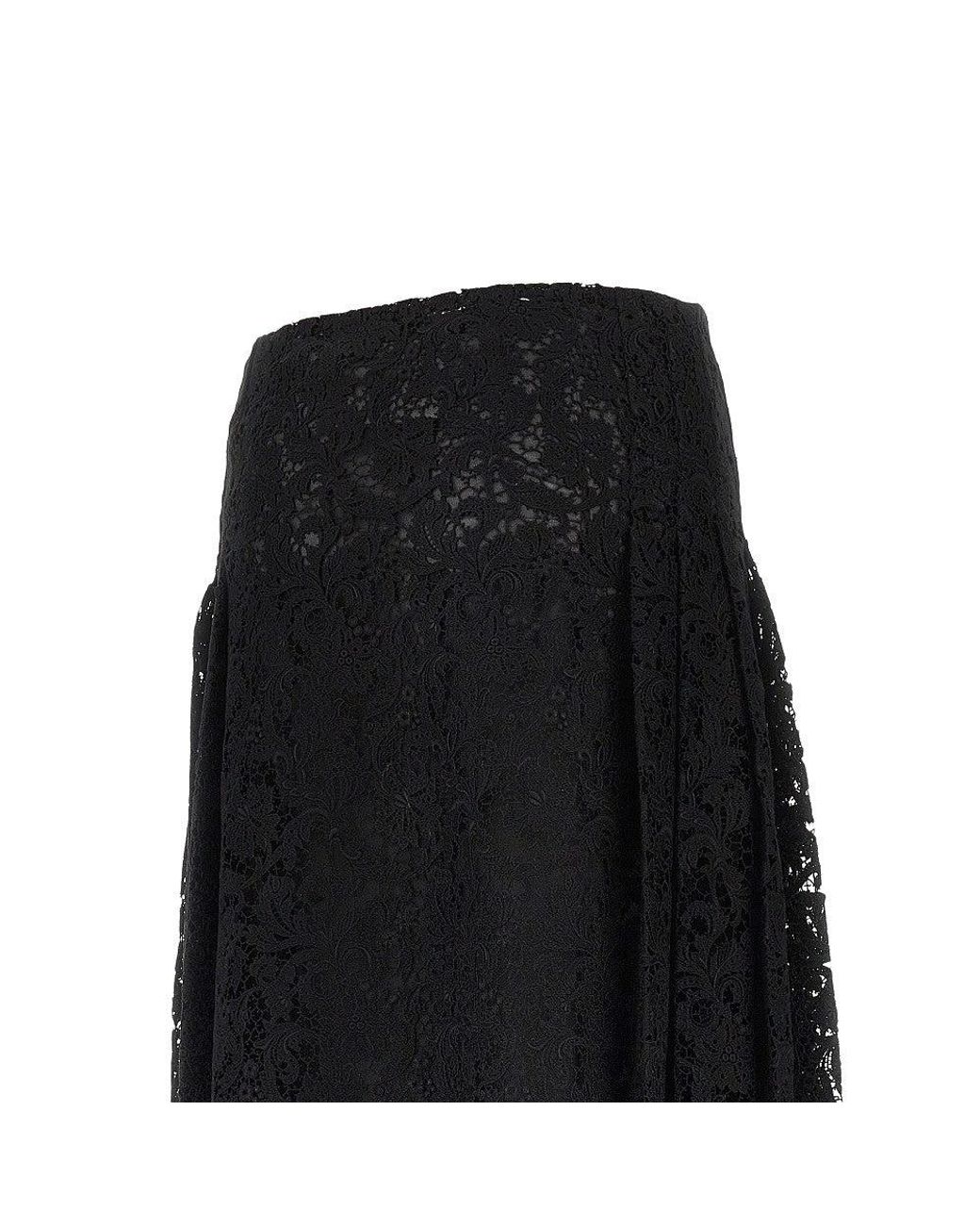 Fendi Black Macramè Lace Midi Skirt