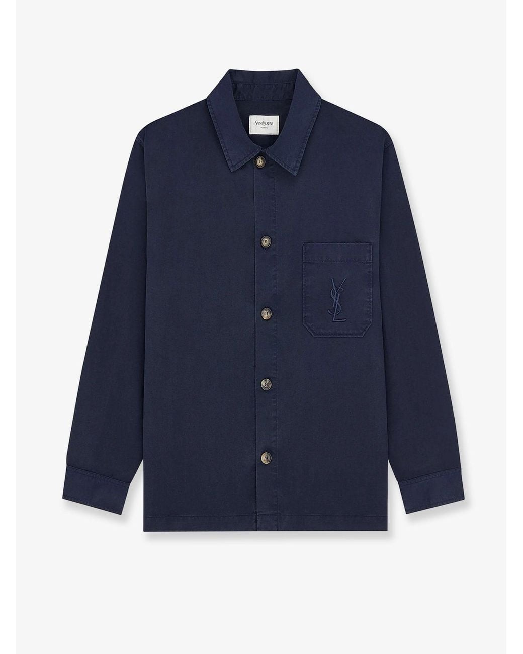 Saint Laurent Blue Cassandre Certified Cotton Overshirt for men