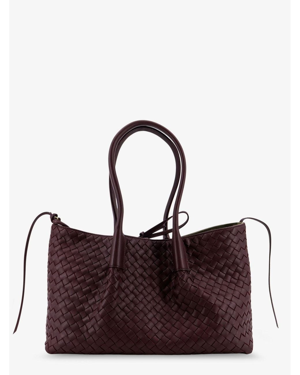 Bottega Veneta Purple Pinacoteca Leather Handbag With Intrecciato Motif