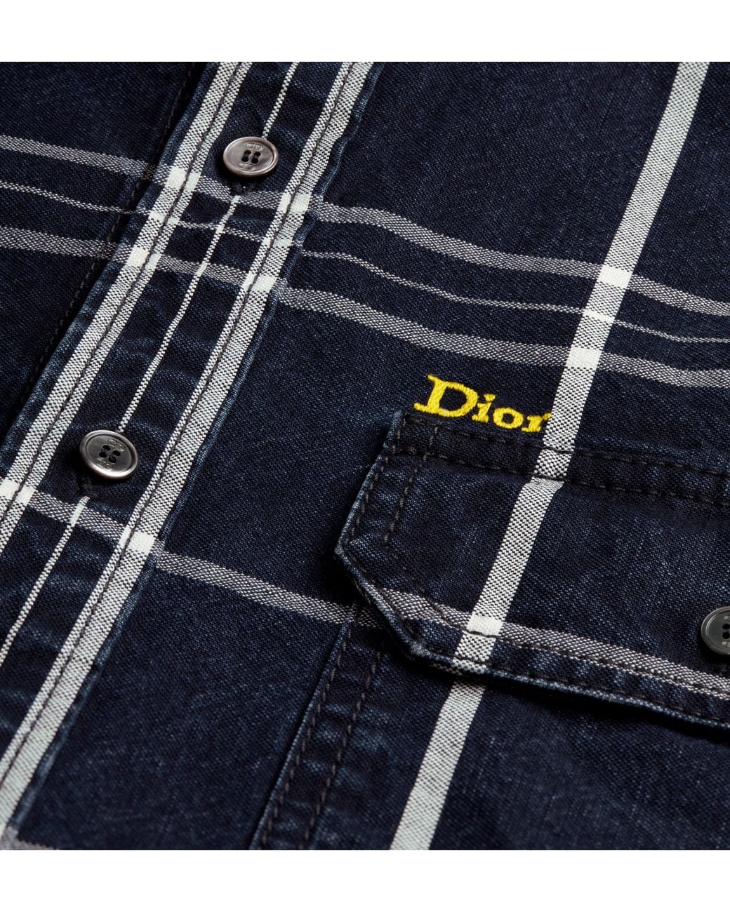 Dior Blue Overshirt Denim Jacket Check for men