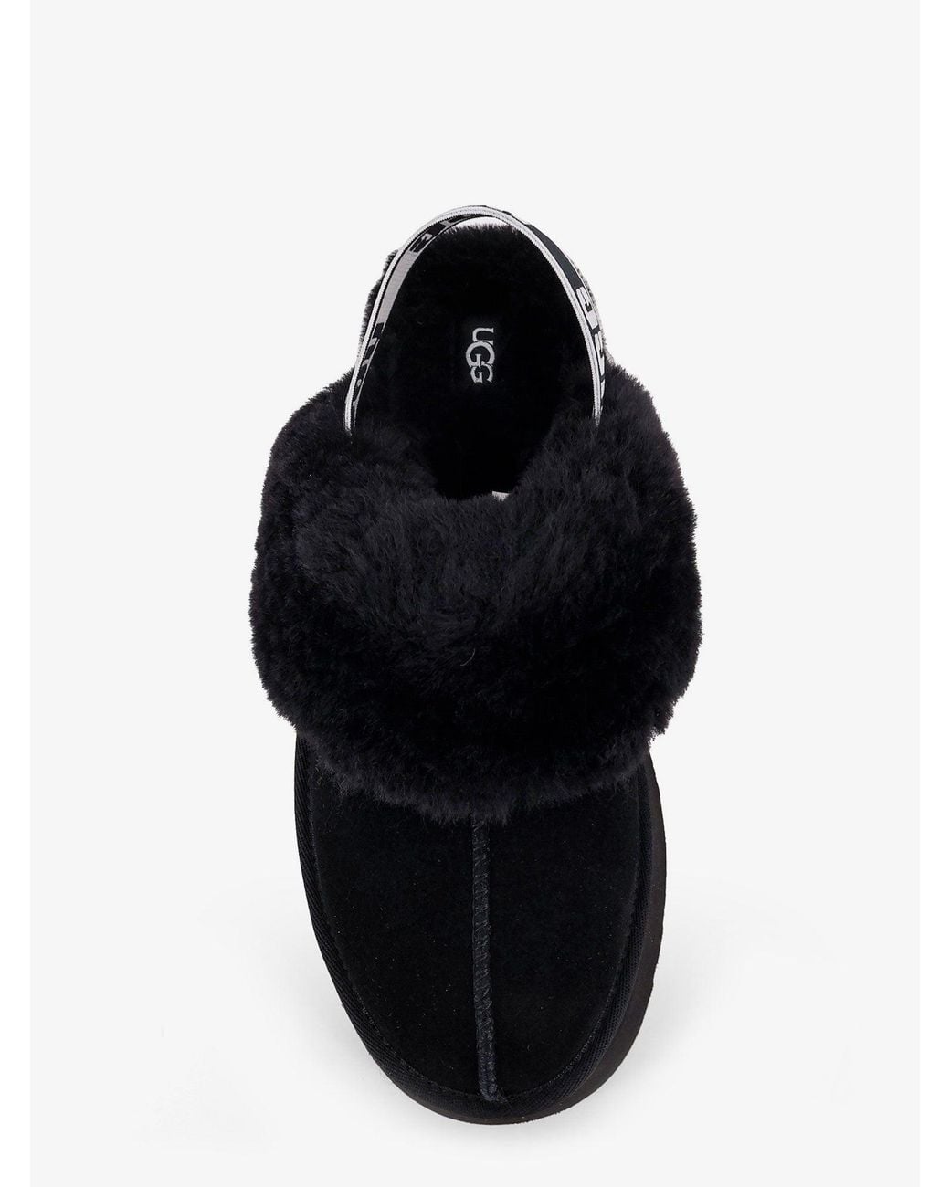 Ugg Black Funkette Suede And Sheepskin Platform Slippers