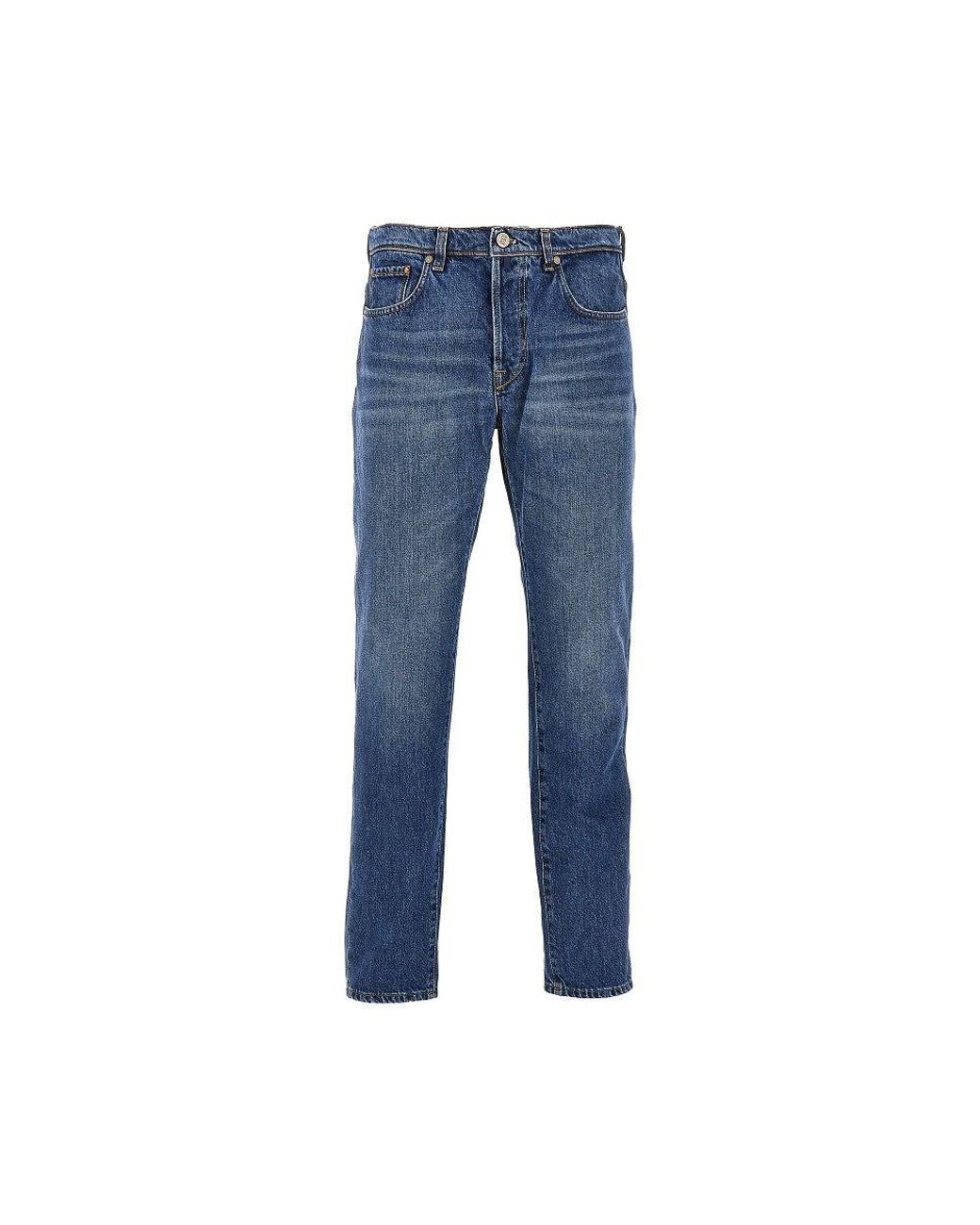 Incotex Blue Cotton Denim Tapered Fit Jeans for men