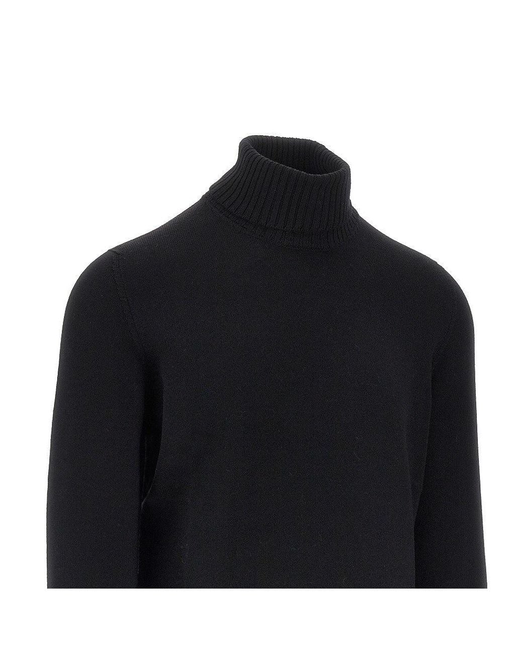 Drumohr Black Merino Wool Knitted Turtleneck for men