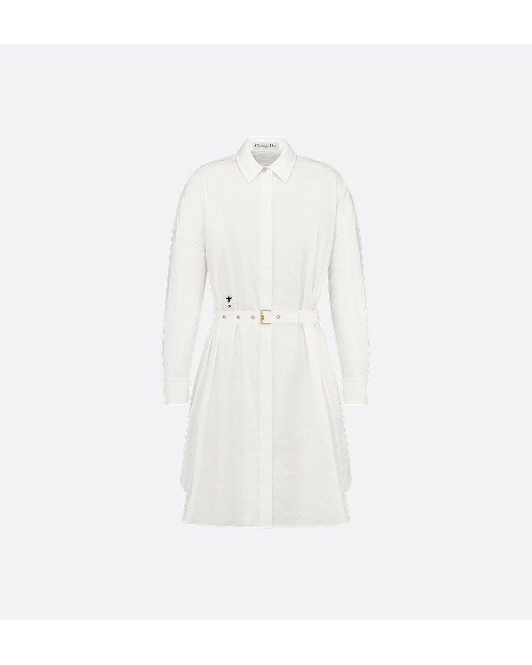 Dior White Chemisier Macrocannage Dress