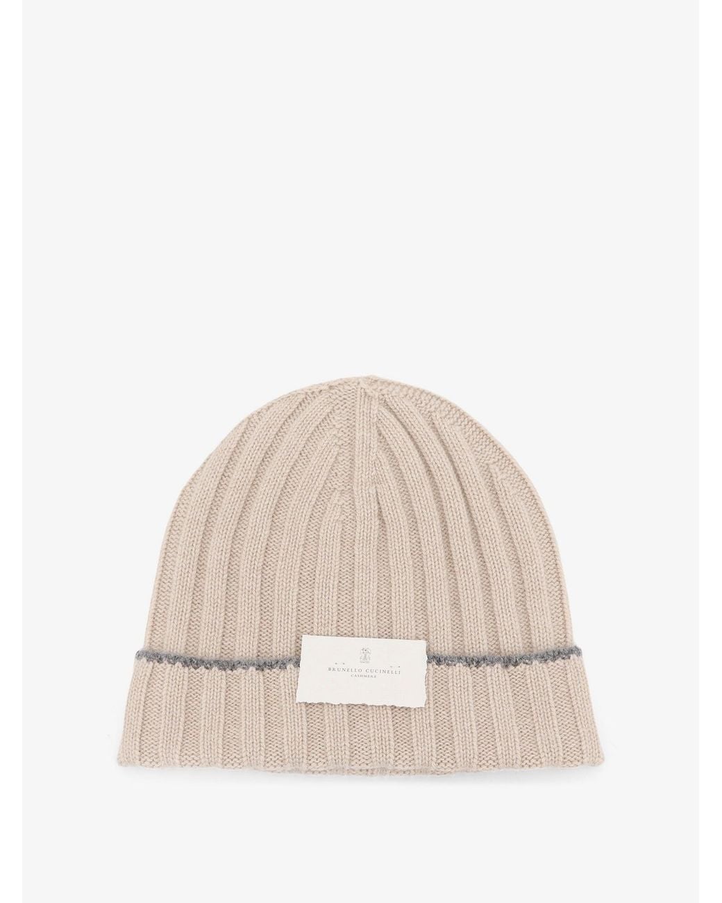 Brunello Cucinelli Natural Beanie Cashmere Hat for men